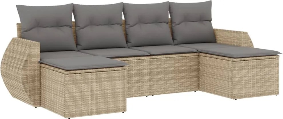 vidaXL Set canapele de grădină cu perne, 6 piese, bej, poliratan