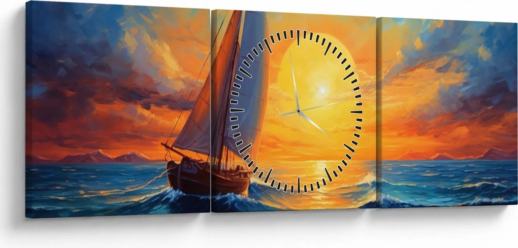 Tablou - Sailboats (cu ceas) (90x30 cm)