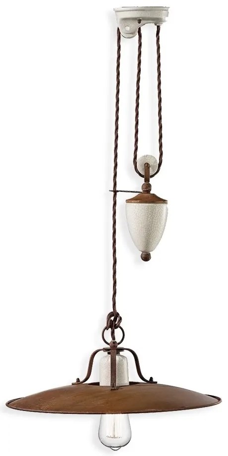 Lustra cu inaltime reglabila design retro realizata manual din ceramica si metal GRUNGE