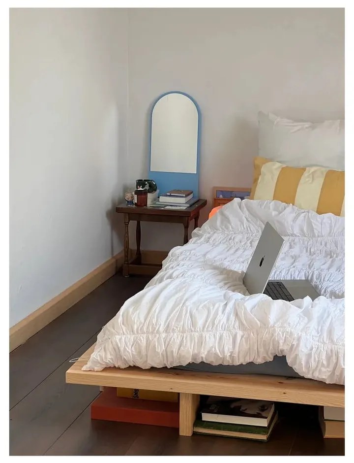 Pat matrimonial în culoare naturală din lemn de pin cu somieră 180x200 cm Japan – Karup Design