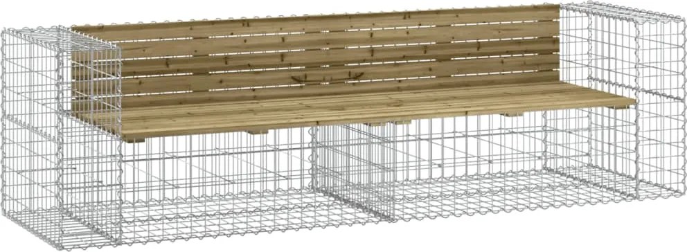 vidaXL Bancă de grădină cu gabion, 244x71x65,5 cm, lemn pin impregnat