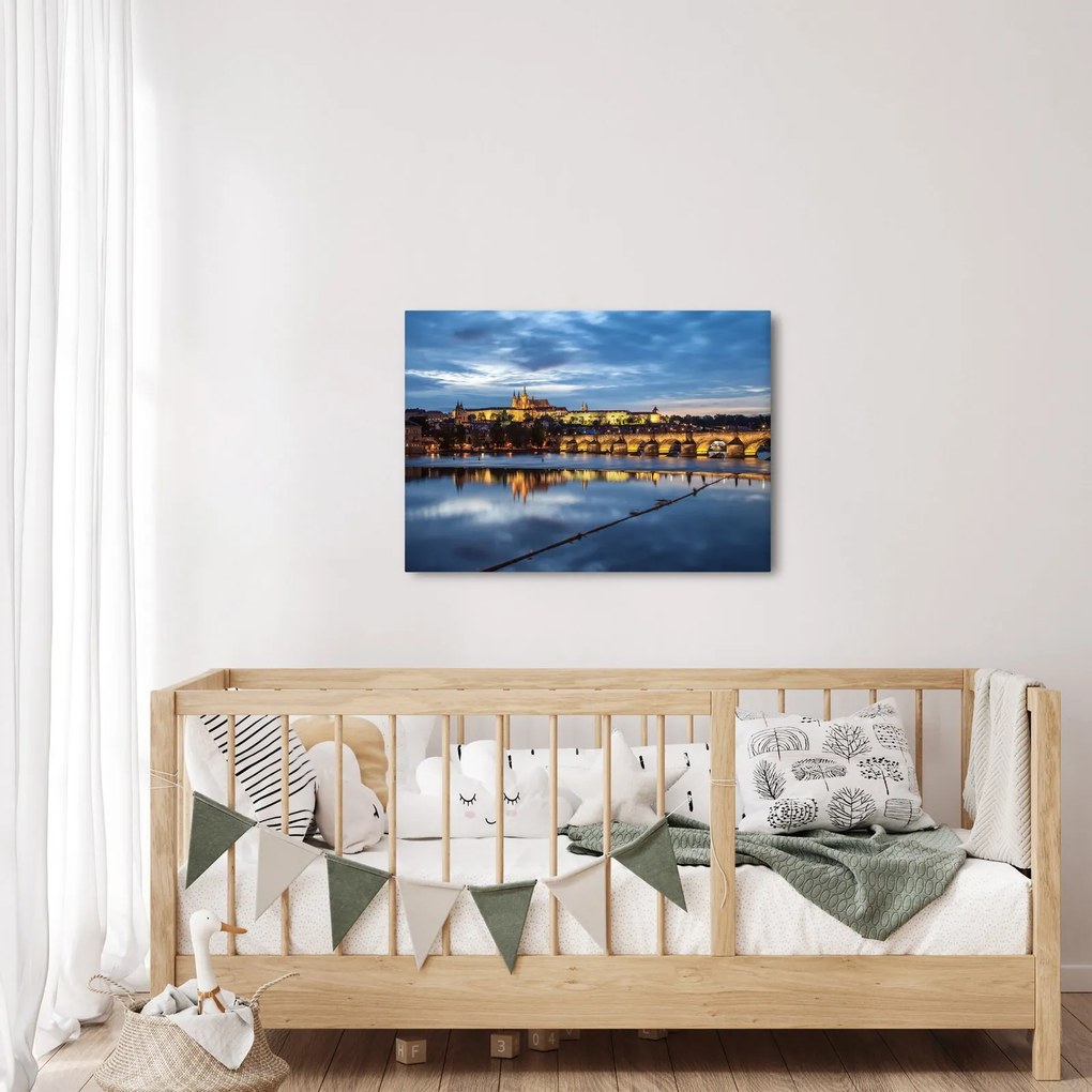 Tablou cu palatul din Praga și podul lui Carol (70x50 cm)