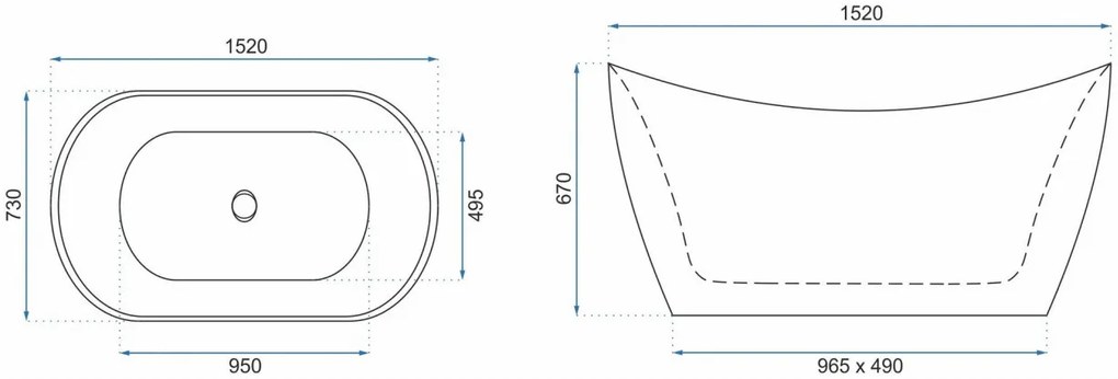 Cada freestanding Rea Kerrano 150x75 cm alb lucios