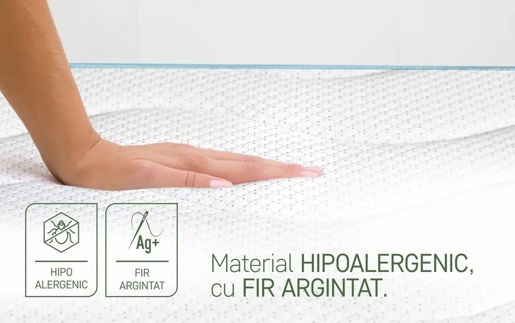 Saltea Argentum Therapy, Memory Arctic Gel, 80x190 cm, H 18 cm, Husa cu ioni de argint, Super Ortopedica, Anatomica