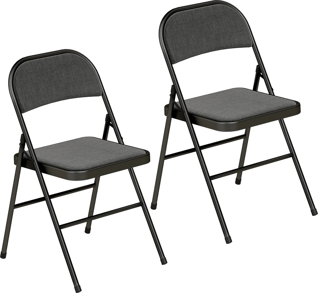 HOMCOM Set de 2 scaune pliante pentru sufragerie, portabile, cadru din oțel dim. 45l x 46P x 78H cm negru | Aosom Romania
