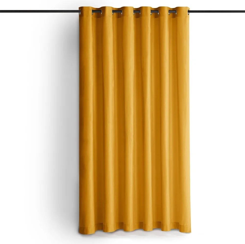 Draperie galben-muștar dimout (semi-opacă) din catifea 265x225 cm Velto – Filumi