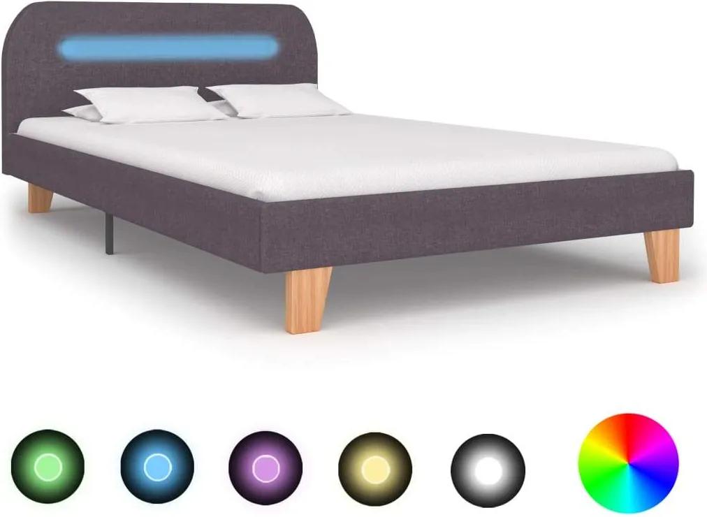 Cadru de pat cu LED-uri, gri taupe, 120x200cm, material textil