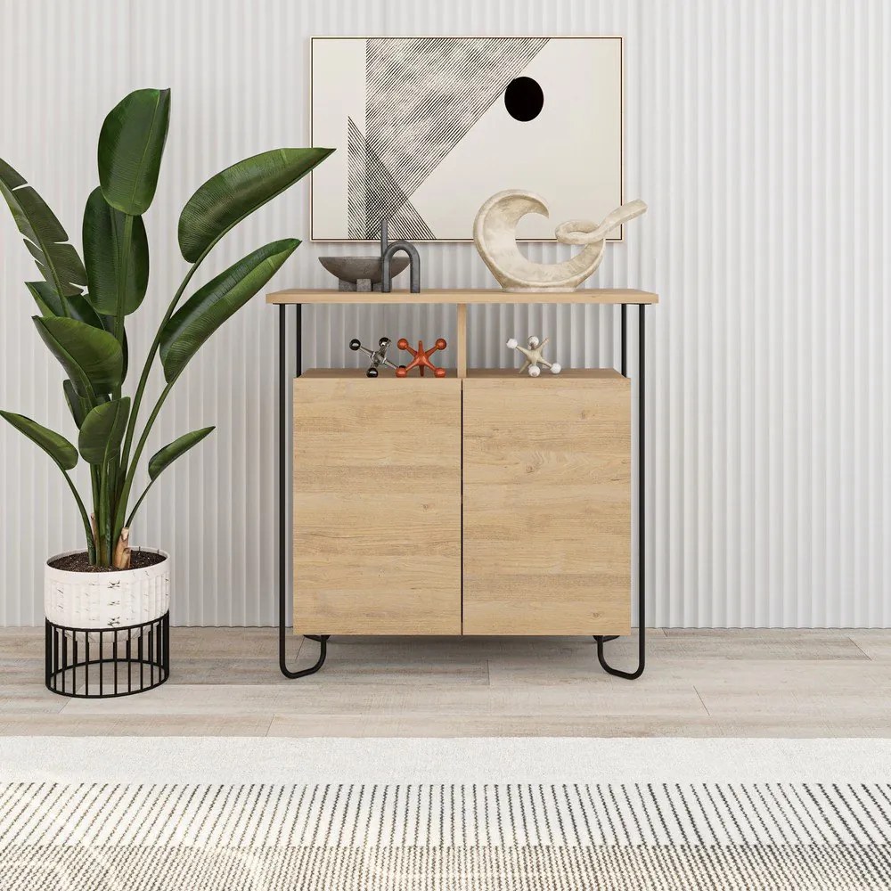 Dulap în culoare naturală cu aspect de lemn de stejar 80x80 cm Dilly – Marckeric