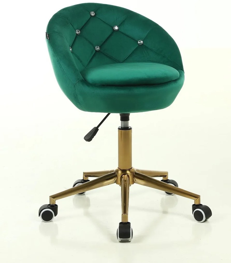 HR948K Scaun Verde din Catifea cu Bază Aurie