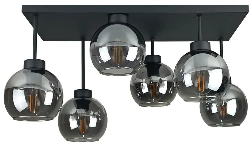 Lustră aplicată NESSA 6xE27/60W/230V negru/negru fumuriu