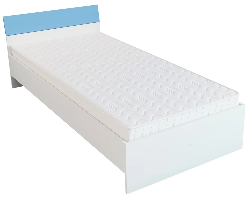 Pat Leco, 200 x 90 cm, saltea spuma inclusa, Alb/Bleu