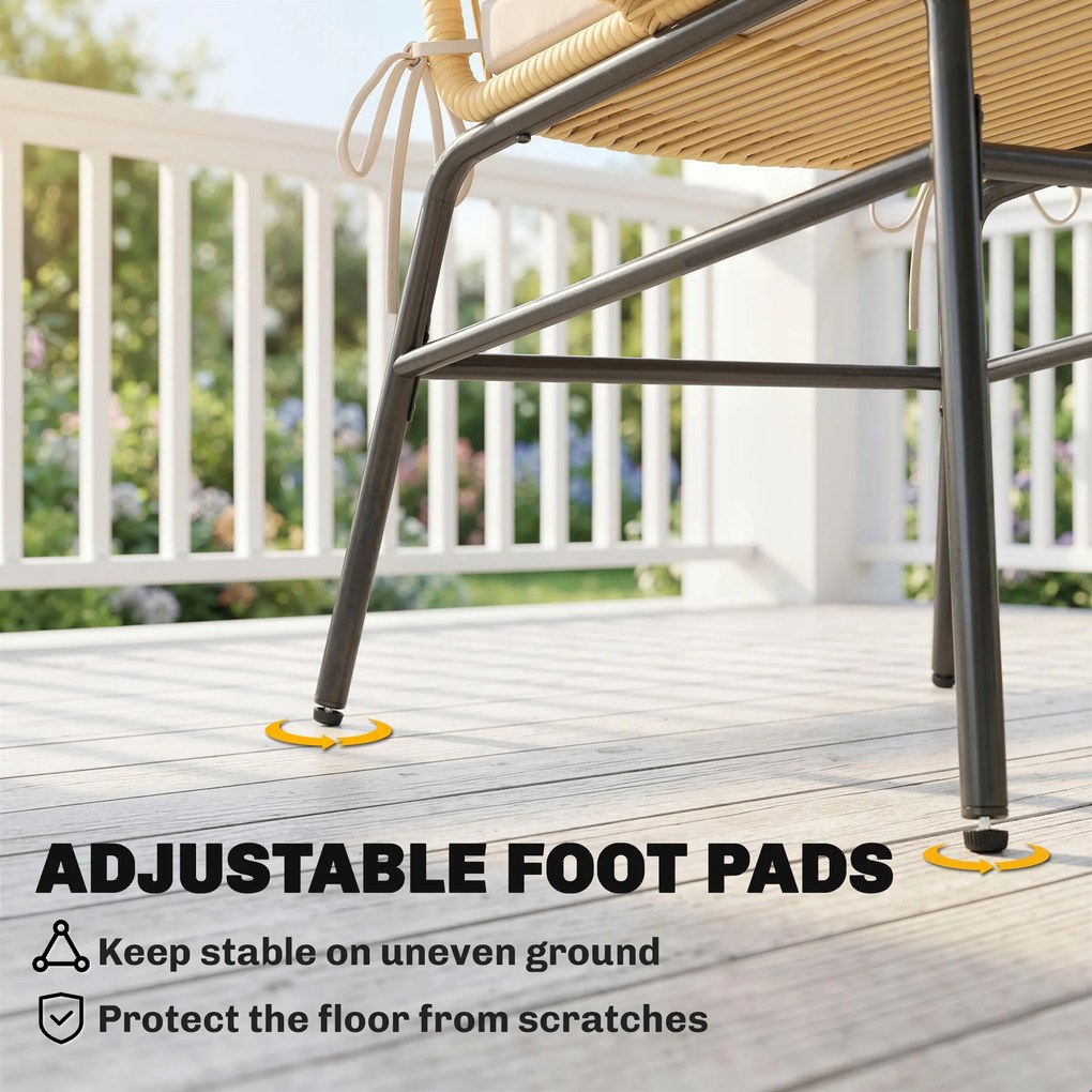 Outsunny Set bistro Rattan 3 piese, set mobilier de grădină cu 2 scaune, masă cu blat din sticlă, perne lavabile, ergonomic | Aosom Romania