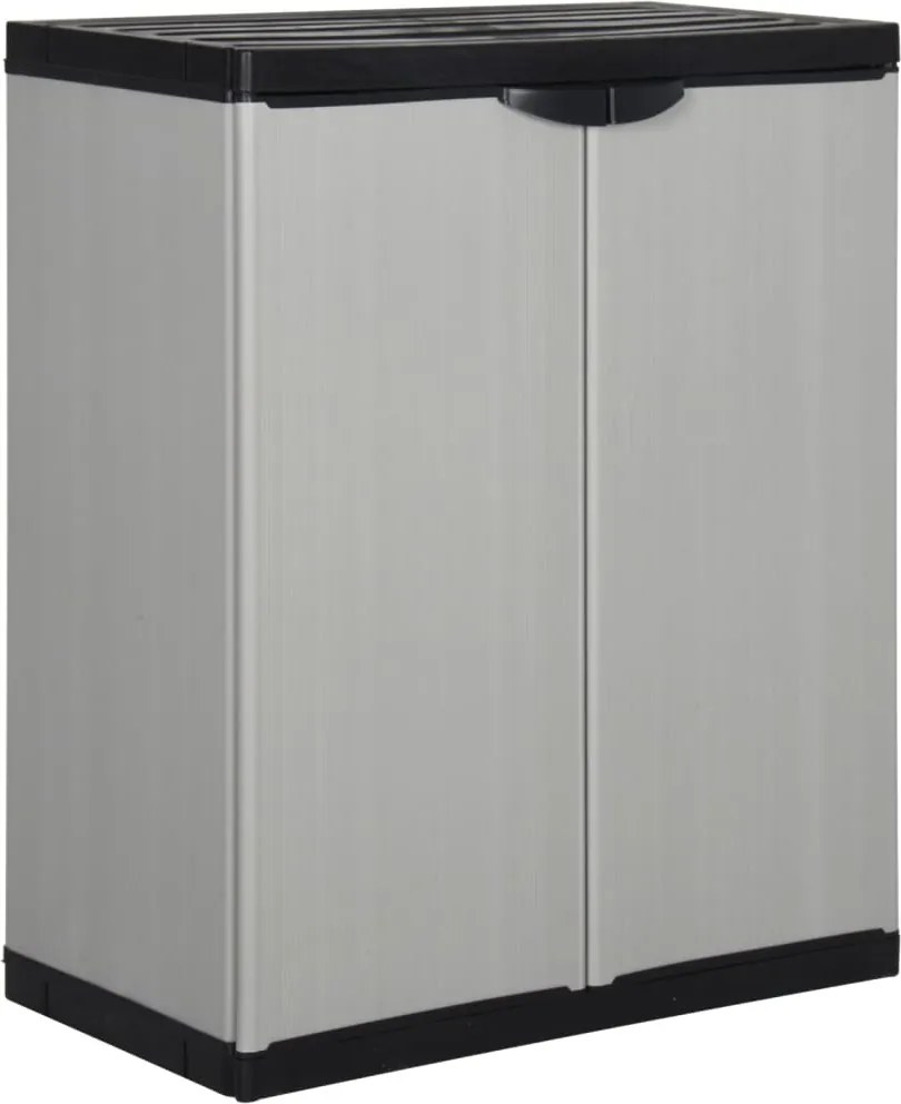 vidaXL Dulap de depozitare grădină, cu 1 raft, gri/negru, 68x40x85 cm