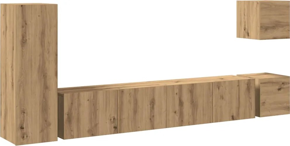 vidaXL Set dulap TV 5 piese montat pe perete Stejar artizanal