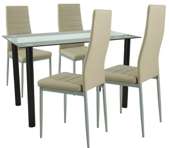Set de masă Mezza 4+1 bej-gri