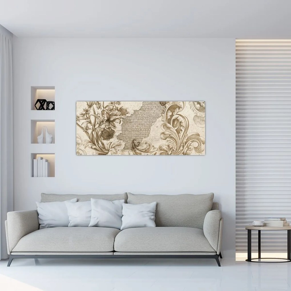 Tablou - Perete cu flori (120x50 cm)