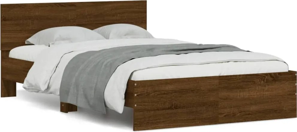 vidaXL Cadru de pat cu tăblie, stejar maro, 120x190 cm