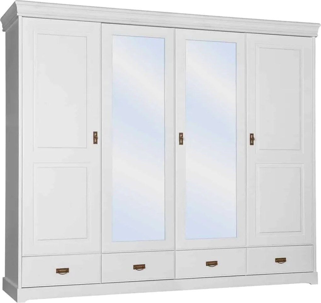 Dulap lemn masiv alb Florence, 253 × 62 × 218 cm