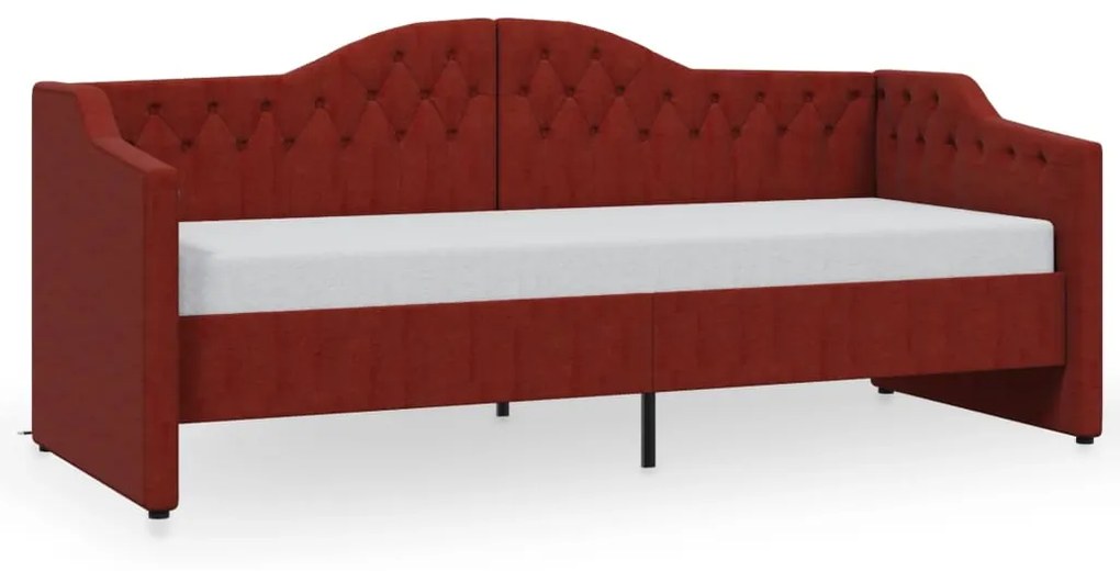 337186 vidaXL Pat de zi, roșu vin, 90x200 cm, textil, USB
