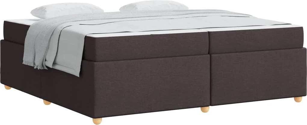 vidaXL Cadru de pat cu saltea Maro închis 200 x 200 cm țesătură