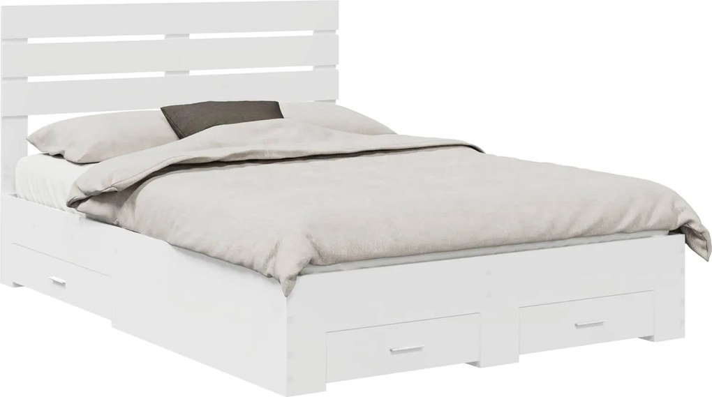 vidaXL Cadru de pat cu headboard Alb 140 x 190 cm Lemn compozit