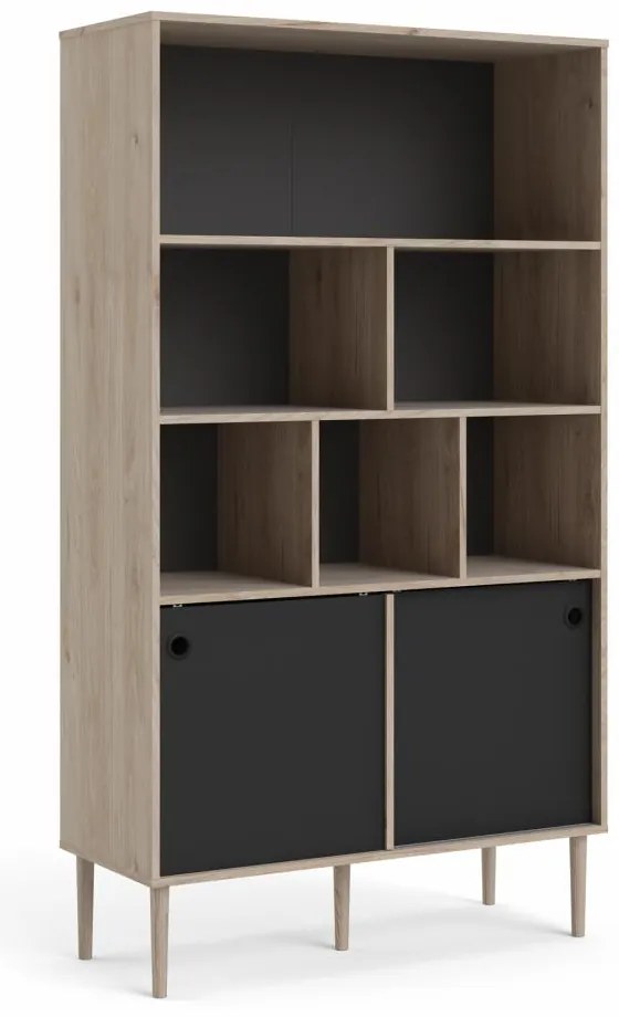 Biblioteca cu 2 usi glisante Culoare neagra, ELISEO