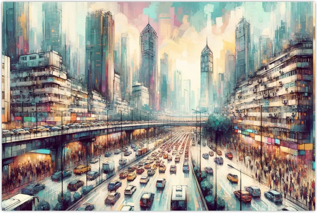 Tablou - Viața din marele oraș (90x60 cm)