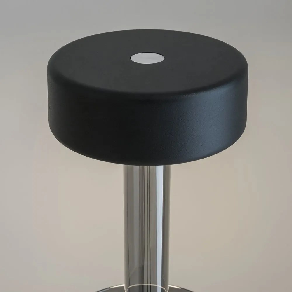 Lampa portabila cu baterii cu baza in forma de vaza AI design negru/ fumuriu