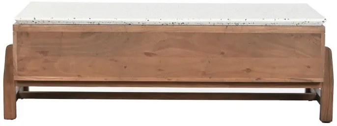 Masuta de cafea, din lemn de acacia si blat din terrazzo cu spatiu de depozitare, Brione