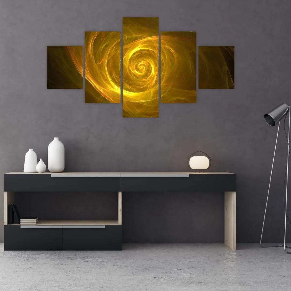 Tablou cu spirala abstractă în galben (125x70 cm), în 40 de alte dimensiuni noi