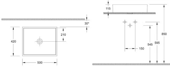Isvea - Lavoar pentru blat PURITY 50x42 cm, ceramică, alb