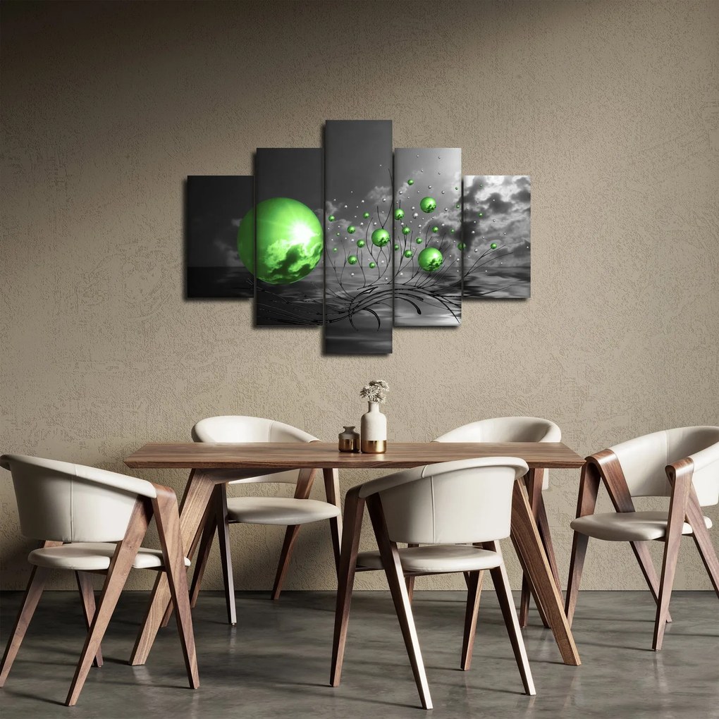 Tabloul bilelor verzi abstracte (150x105 cm)