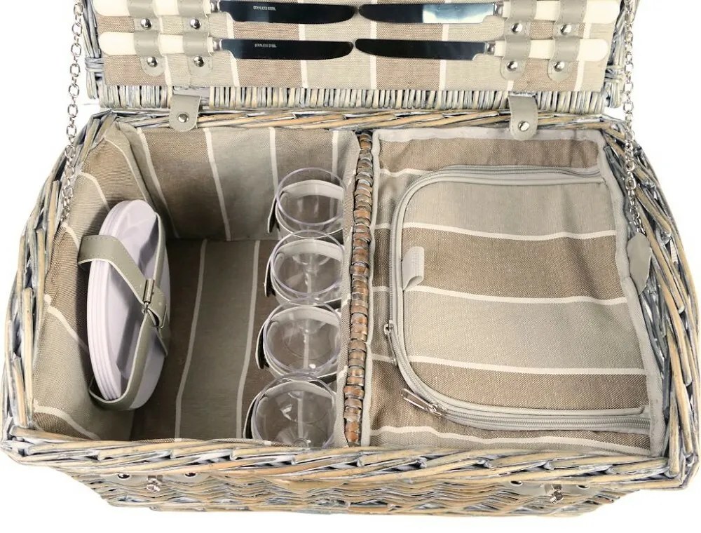 Coș picnic pentru 4 persoane Brown, 46 x 31x 21 cm
