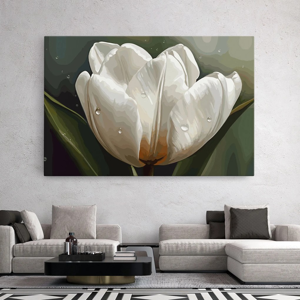 Tablou Canvas, 20x30cm, Dormitor si Living, Flori, Lalele, Pretty White Tulip