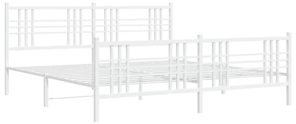 376397 vidaXL Cadru de pat metalic cu tăblie de cap/picioare, alb, 193x203 cm
