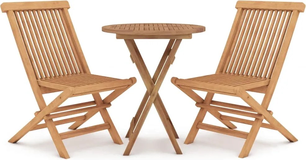 vidaXL Set mobilier grădină, 3 piese, lemn masiv de tec