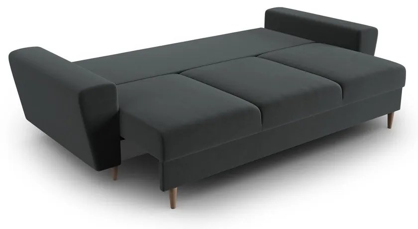 Canapea gri închis extensibilă, cu spațiu de depozitare cu tapițerie din catifea 235 cm Kyoto – Cosmopolitan Design