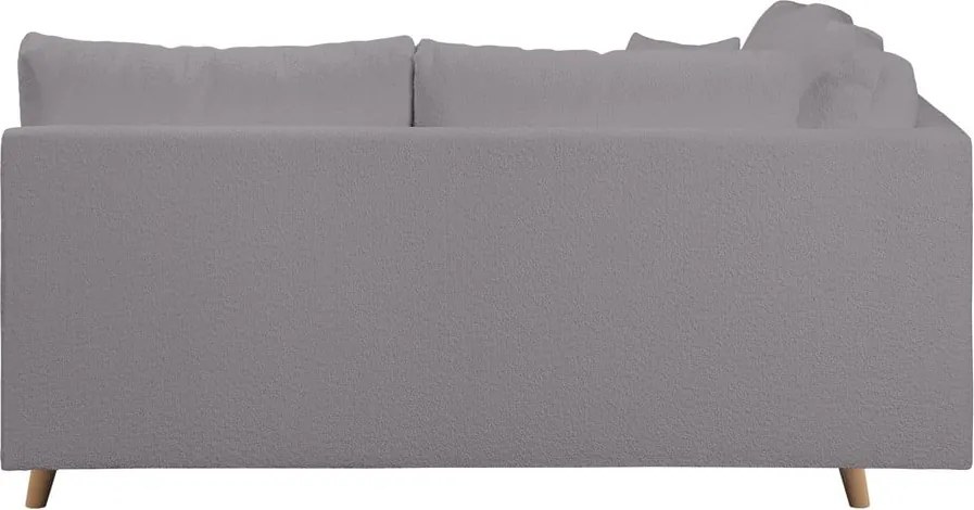 Colțar gri închis cu tapițerie din stofă bouclé (cu colț pe partea dreaptă) Ariella – Ropez