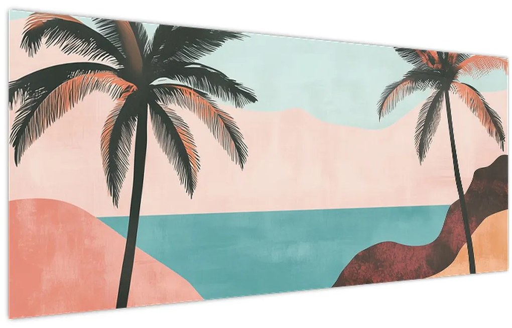 Tablou - Palmieri la mare (120x50 cm)