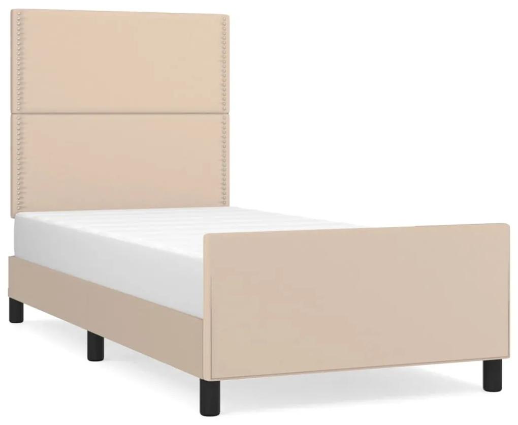 3125481 vidaXL Cadru de pat cu tăblie, cappuccino, 80x200 cm, piele ecologică