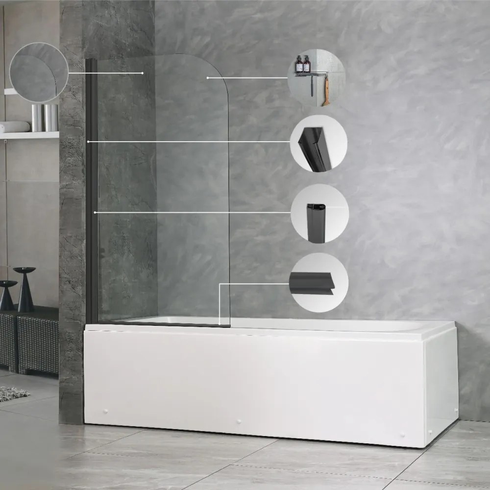 Paravan de baie Eva 70x140 cm Negru