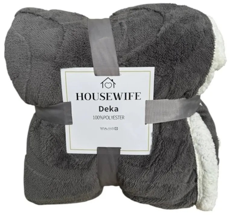 Patura de lux din microplus imitatie de miel NESTIVE gri deschis Dimensiuni: 150 x 200 cm