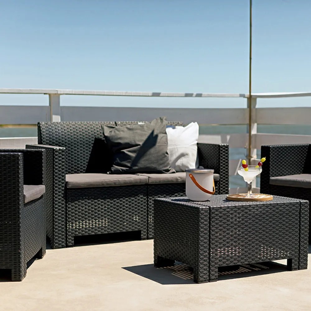 Canapea de grădină Nero cu 2 locuri, grafit