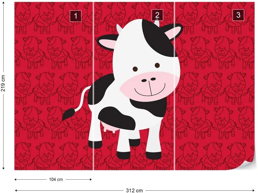 Fototapet GLIX - Happy Cartoon Cow + adeziv GRATUIT Tapet nețesute  - 312x219 cm