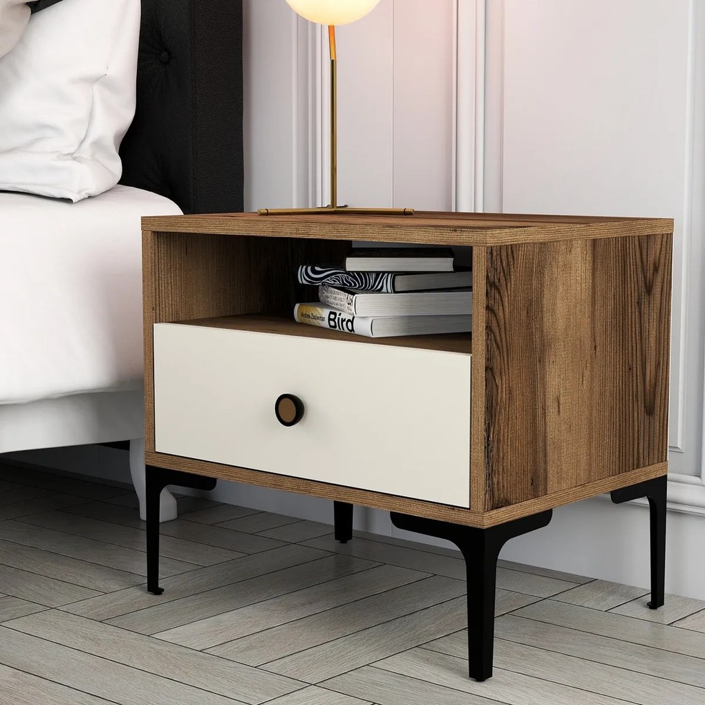 Noptiera Lizbon Walnut Cream