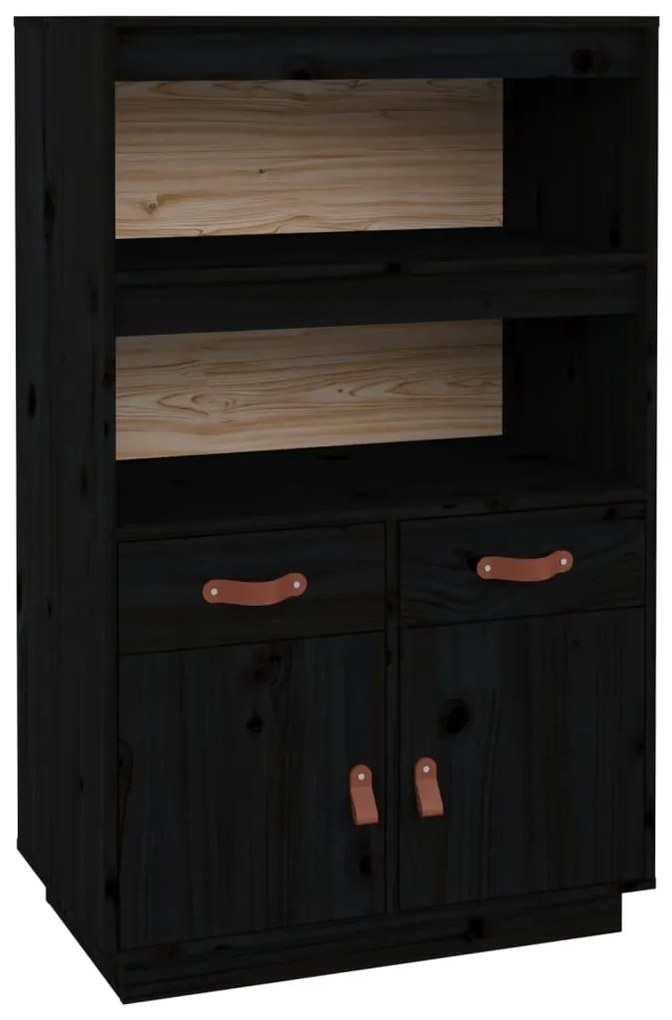 820161 vidaXL Dulap înalt, negru, 67x40x108,5 cm, lemn masiv de pin