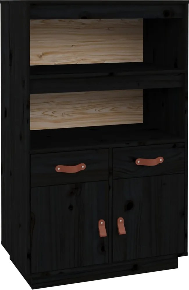 vidaXL Dulap înalt, negru, 67x40x108,5 cm, lemn masiv de pin