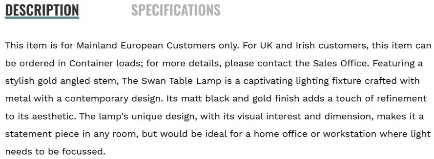 Veioza/Lampa de masa design decorativ Swan