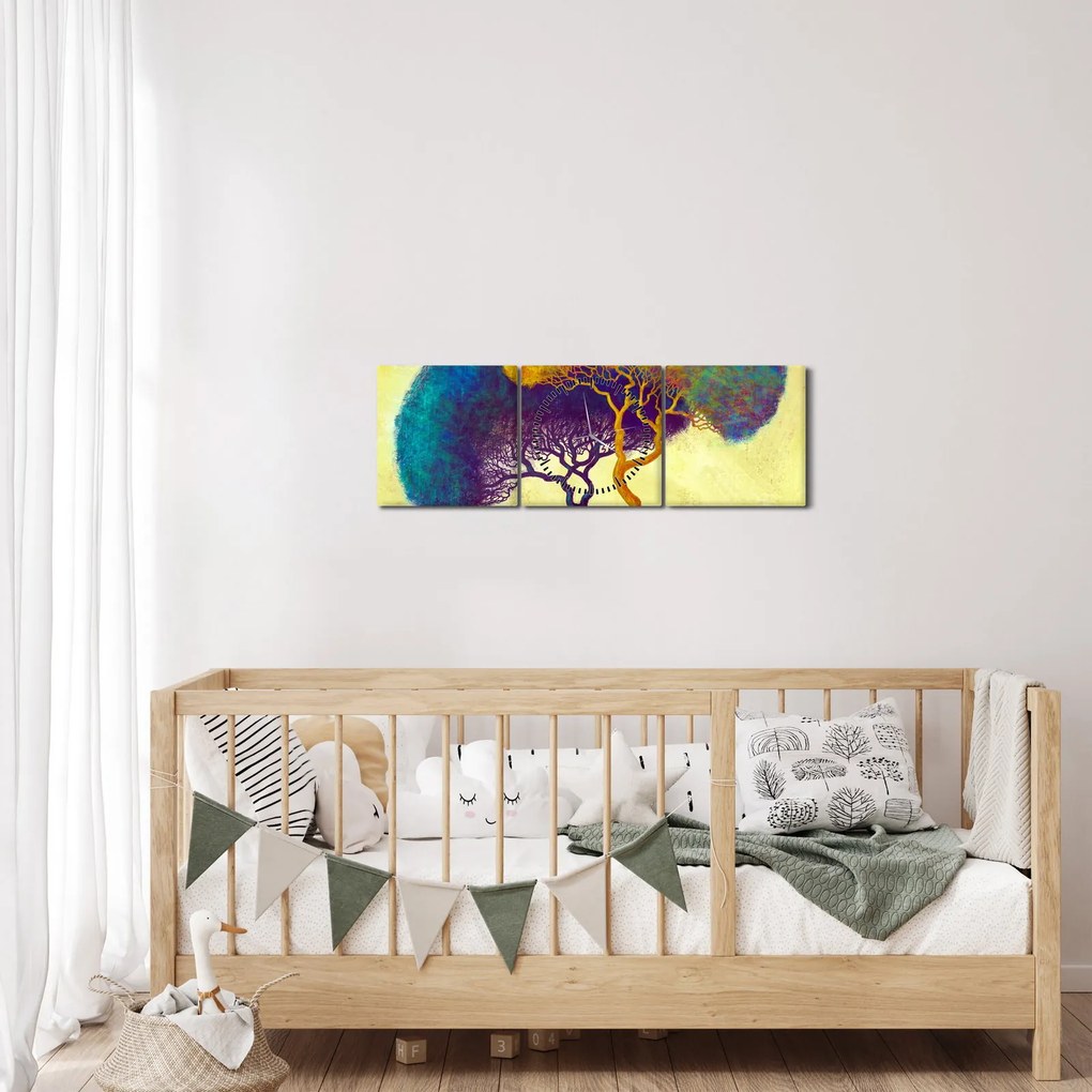 Tablou - Copaci în deal (cu ceas) (90x30 cm)