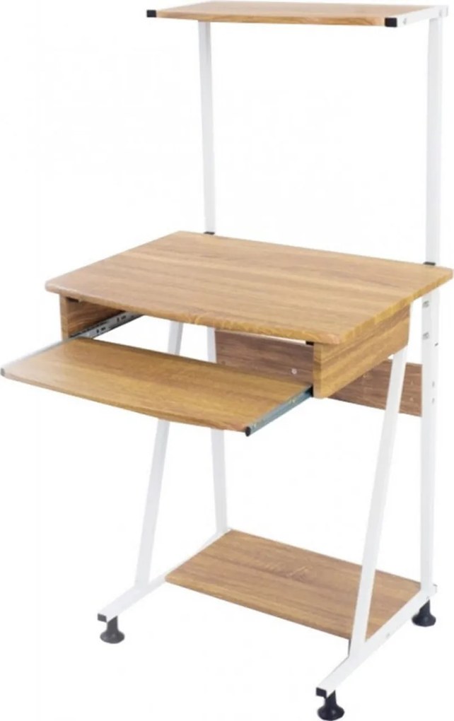Birou pentru copii Novokids™ Shelf Computer desk, Cadru metalic, Cu raft depozitare si tavita retractabila pentru tastatura, Dimensiuni 60x50x117 cm,
